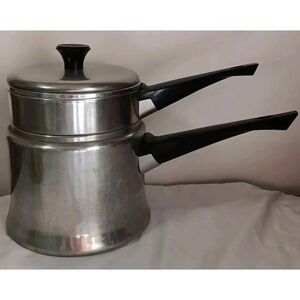 Vintage Mirro Aluminum Double Boiler Pot 1 1/2 Quart Model 801 Made in USA